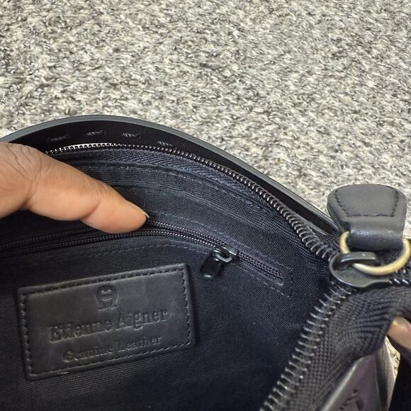 ETIENNE AIGNER Mini Small Handbag Purse Black Leather Y2K - Picture 7 of 7